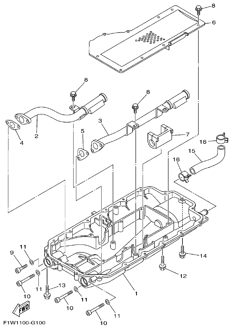 Yamaha GX18 OIL PAN parts diagram